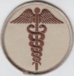 Caduceus Brown on Desert Tan 3" round patch Medical Corps